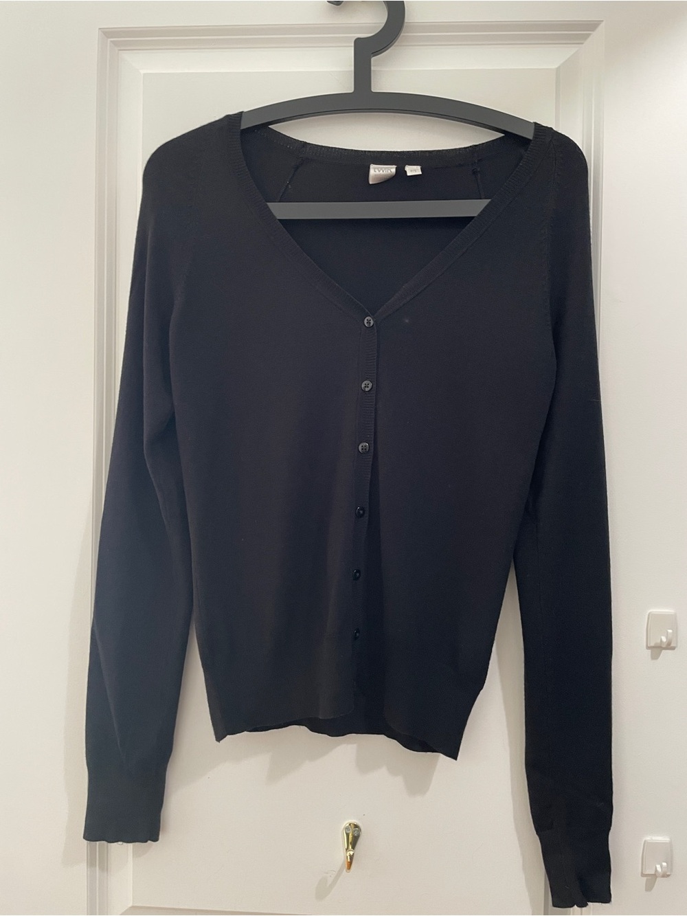 twik Black V-Neck Button Cardigan
